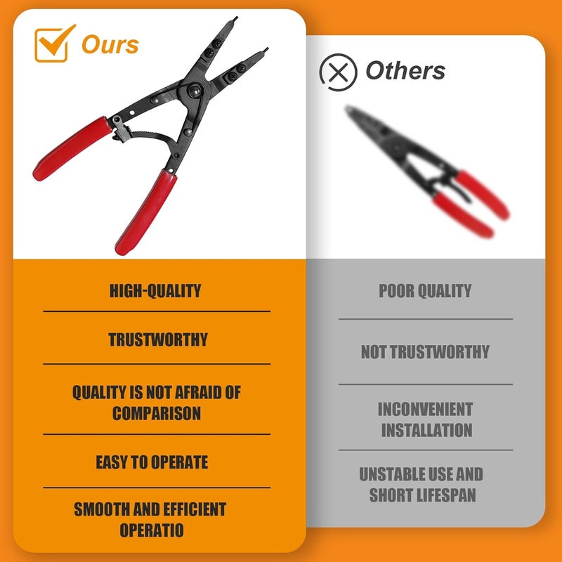 Guweta 38700 Snap Ring Pliers 10in Heavy Duty Internal External Circlip Pliers with Ratchet Locking Design Anti-slip Snap-ring Installation Removal Kit Fit for Ford Super Duty Pickups 2007 and Newer (Red) - Image 5